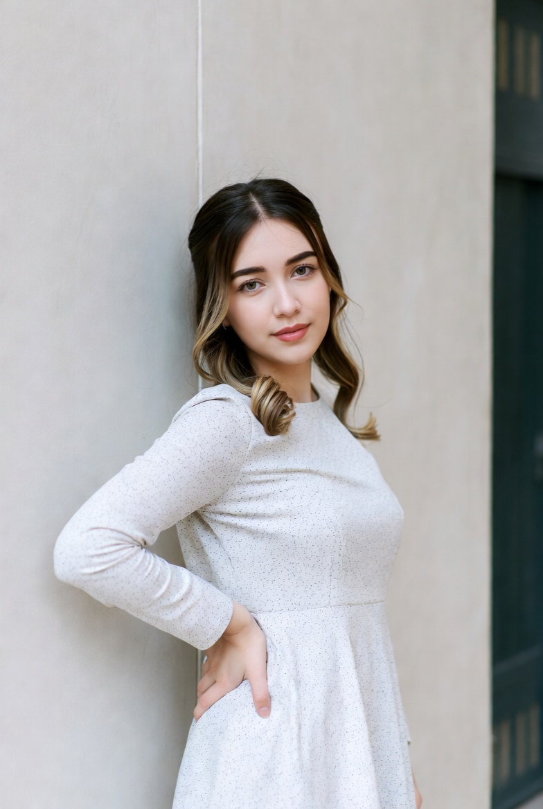 Portrait of founder Isla in the fabric studio